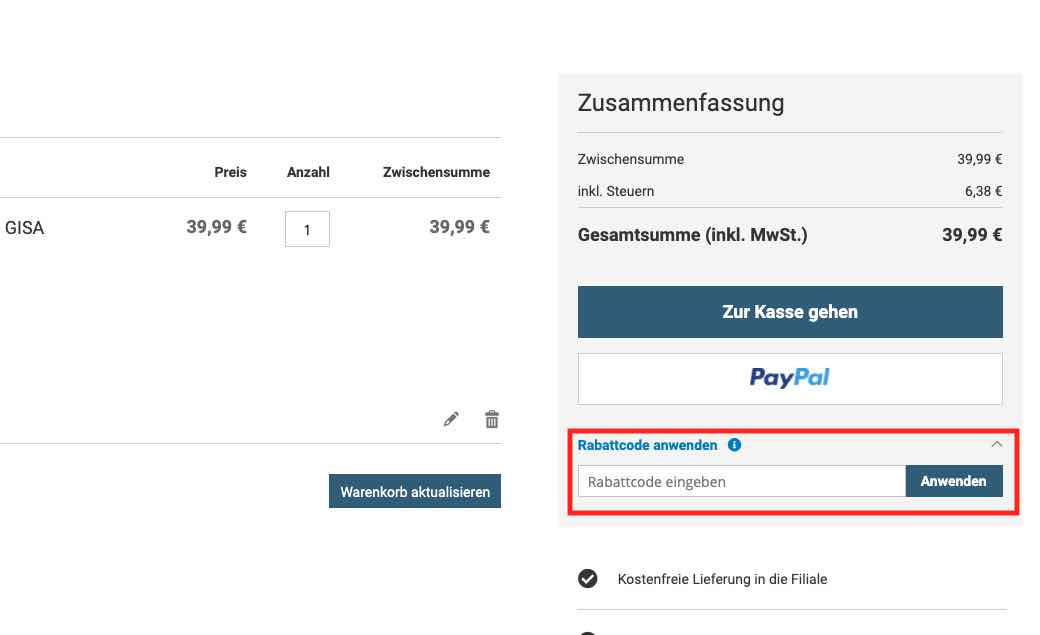 Gutschein einlösen